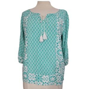 Island republic blouse  blue White Sz Small